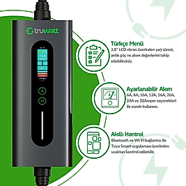 Truwatt ZTA510 Taşınabilir Elektrikli Araç Şarj Cihazı 32A/22kW/380V (10 metre)