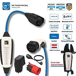 NRGkick Sabit Standart Set 32A 22kW | 5 Metre | Monofaze & Trifaze WiFi + Bluetooth | Duvar Askı Aparatı Hediyeli