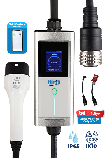 Hims HCTK-22-G 22kW Tip 2 Taşınabilir Mobil Elektrikli Araç Şarj İstasyonu görsel 2