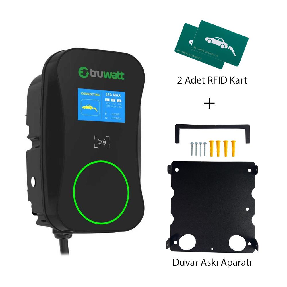 Truwatt ZTD605 Duvar Tipi Elektrikli Araç Şarj Cihazı 32A/22kW/380V (5 metre) görsel 1