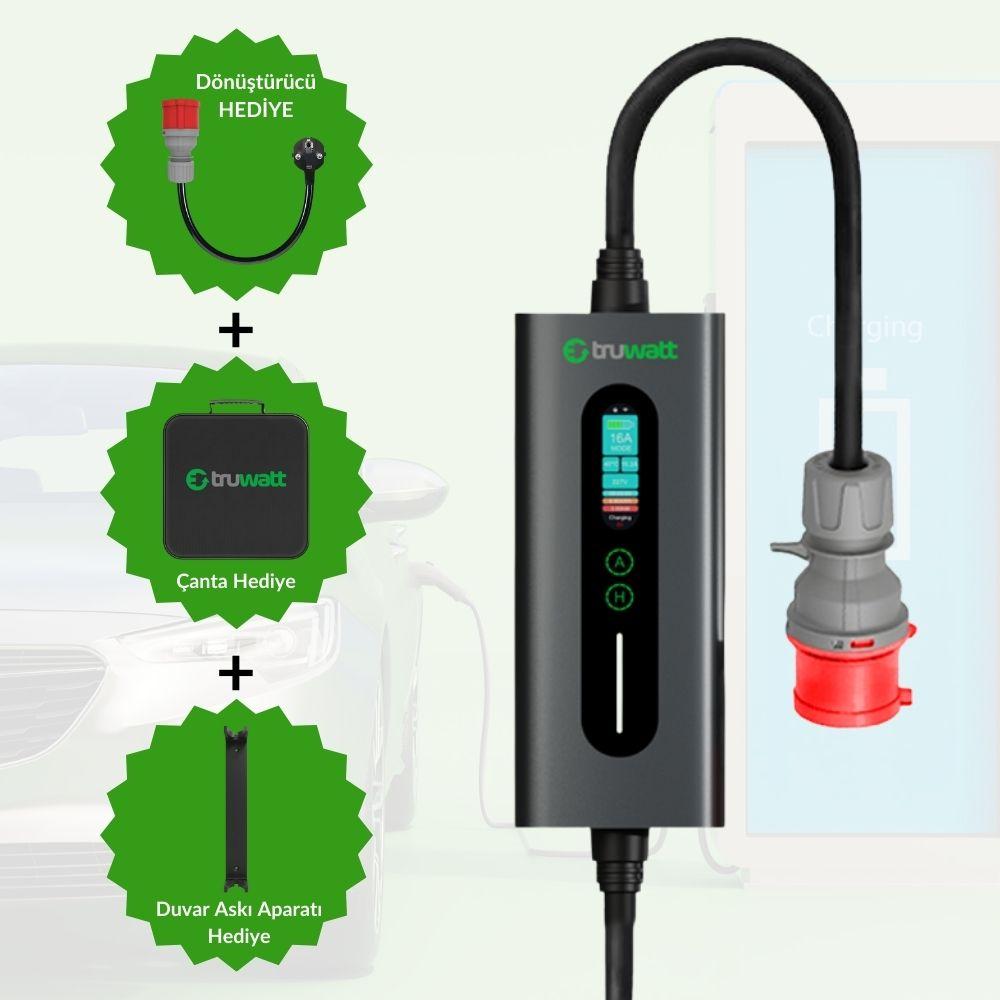 Truwatt ZTA510 Taşınabilir Elektrikli Araç Şarj Cihazı 32A/22kW/380V (10 metre) görsel 3